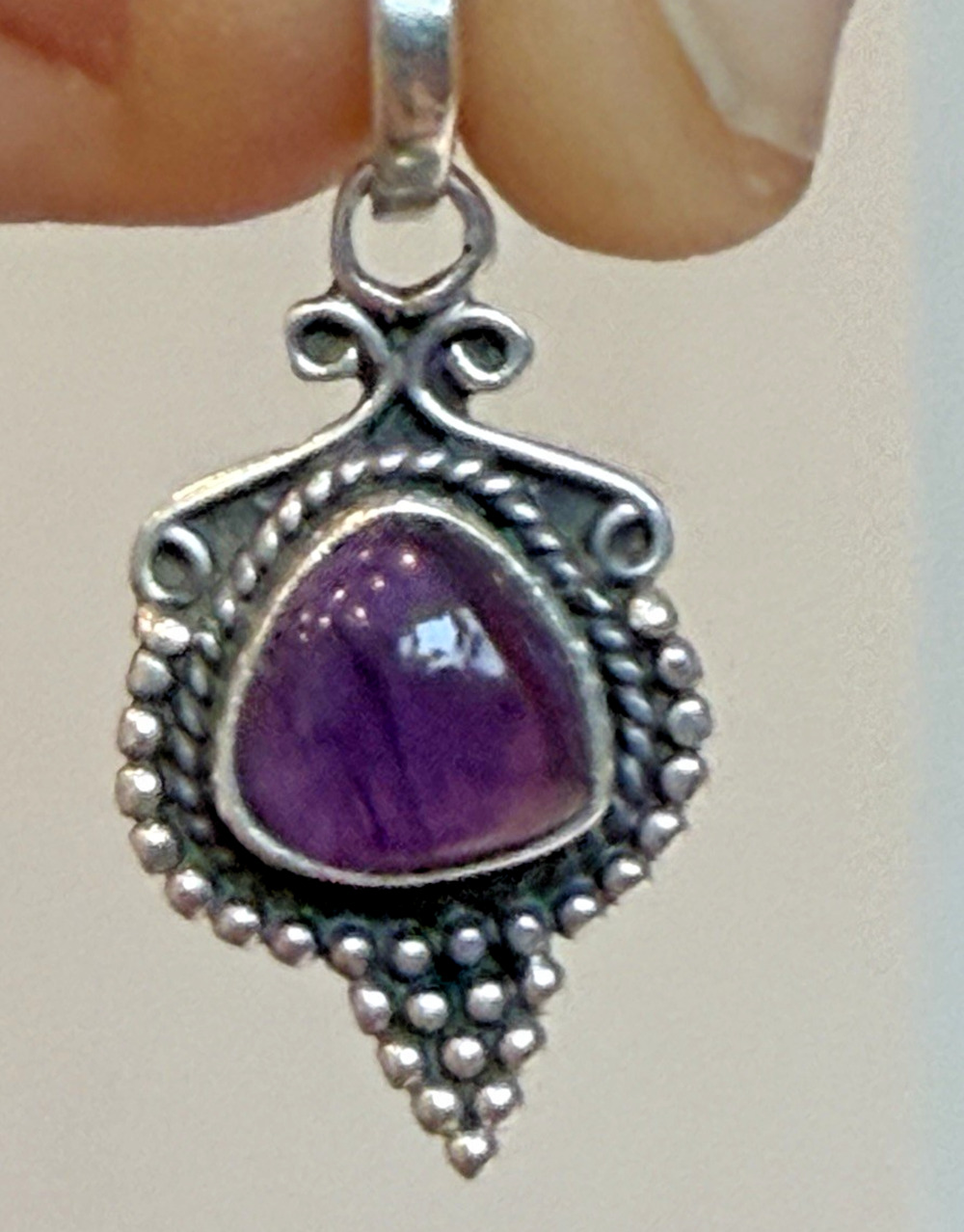 Vintage Sterling Silver Amethyst Pendant Made In Italy 925